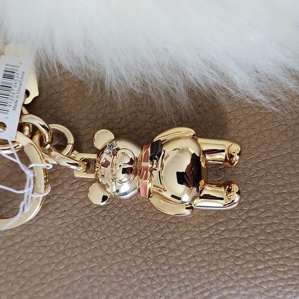 NWT IOB Coach Gold Teddy Bear Key Ring Or Bag Charm 💛🧸🎁 - Picture 4 of 13